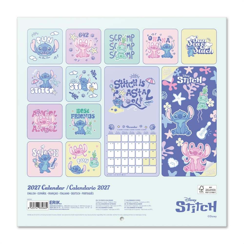 Grupo Erik Disney Lilo & Stitch - 2027 30X30 Calendar - Multicolours
